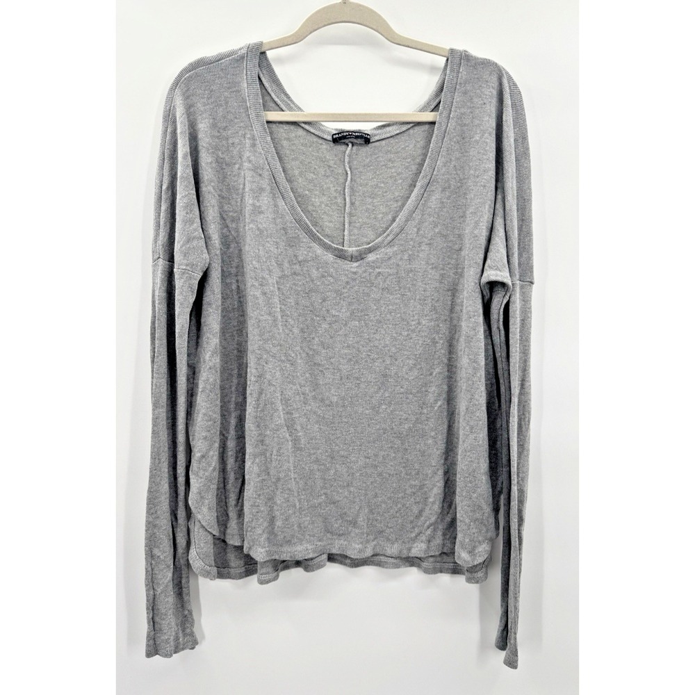 Brandy Melville Gray Slouchy Oversized Top Scoop Neck Stretch Lounge Italy Boxy